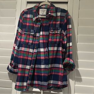 Abercrombie flannel xxl red. Dads old flannel don’t wear it anymore.
